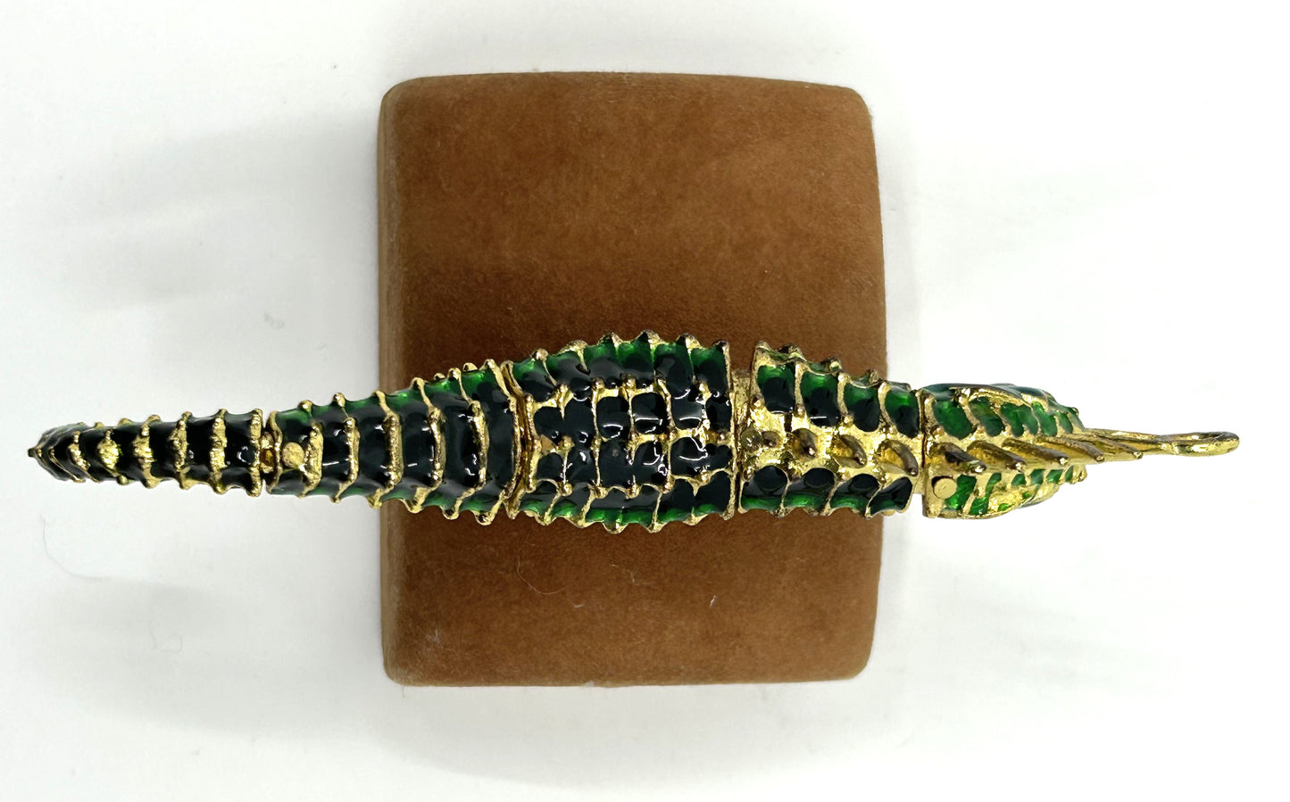 Articulated Cloisonne Enamel Gold Tone Seahorse Ornament
