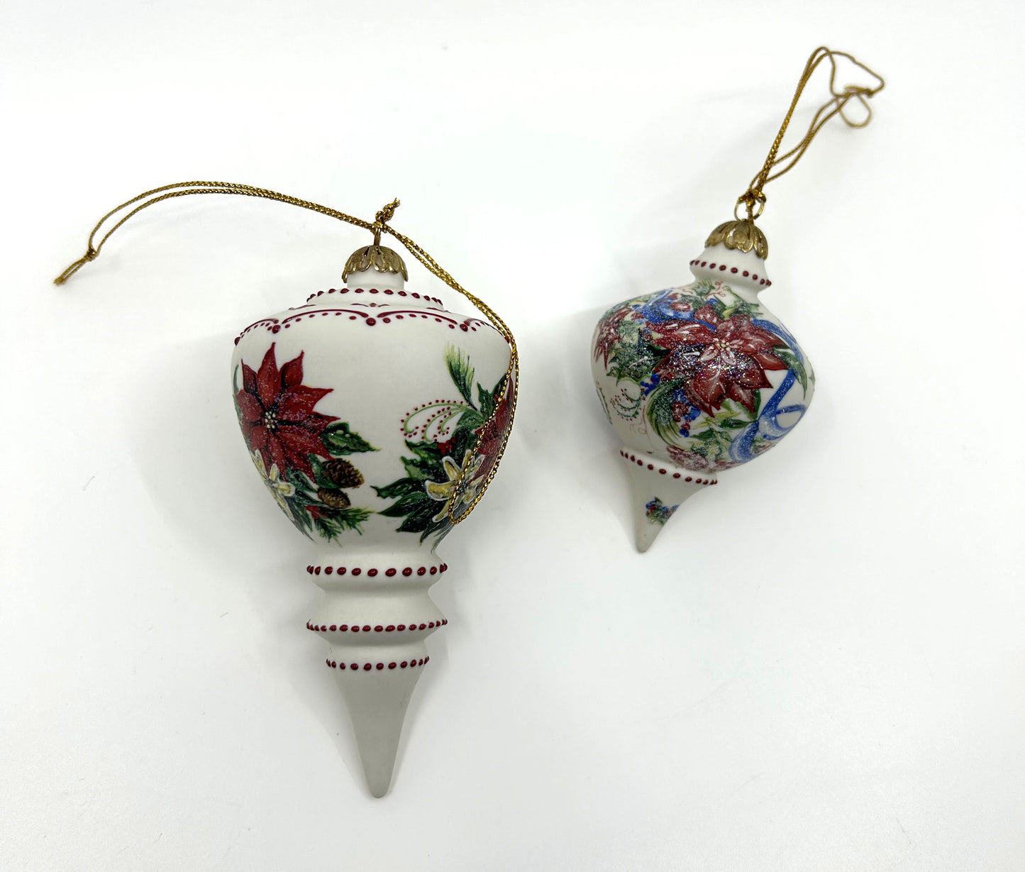 Vintage Rhyn Rivet Porcelain Hand Painted Finial Accent Ornaments - Set of 2