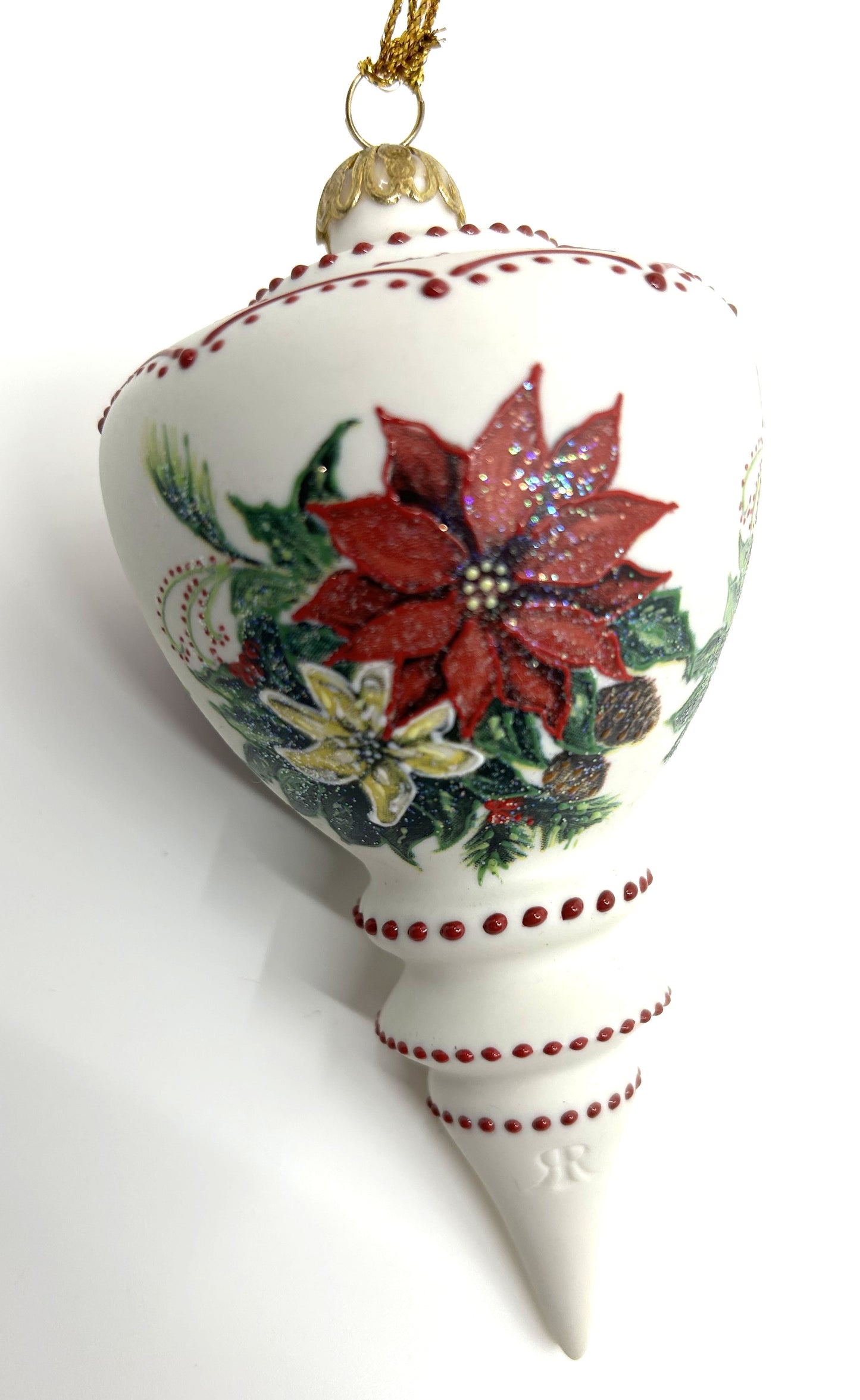 Vintage Rhyn Rivet Porcelain Hand Painted Finial Accent Ornaments - Set of 2