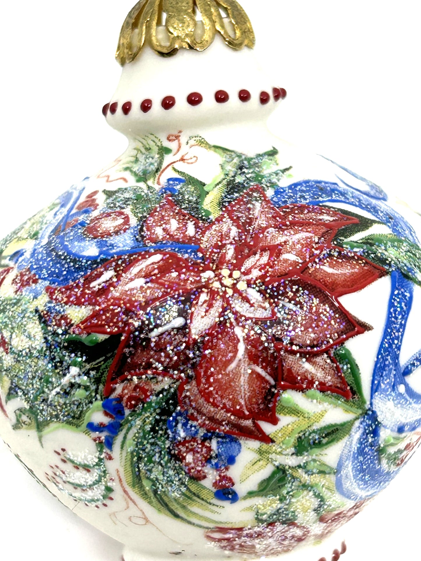 Vintage Rhyn Rivet Porcelain Hand Painted Finial Accent Ornaments - Set of 2