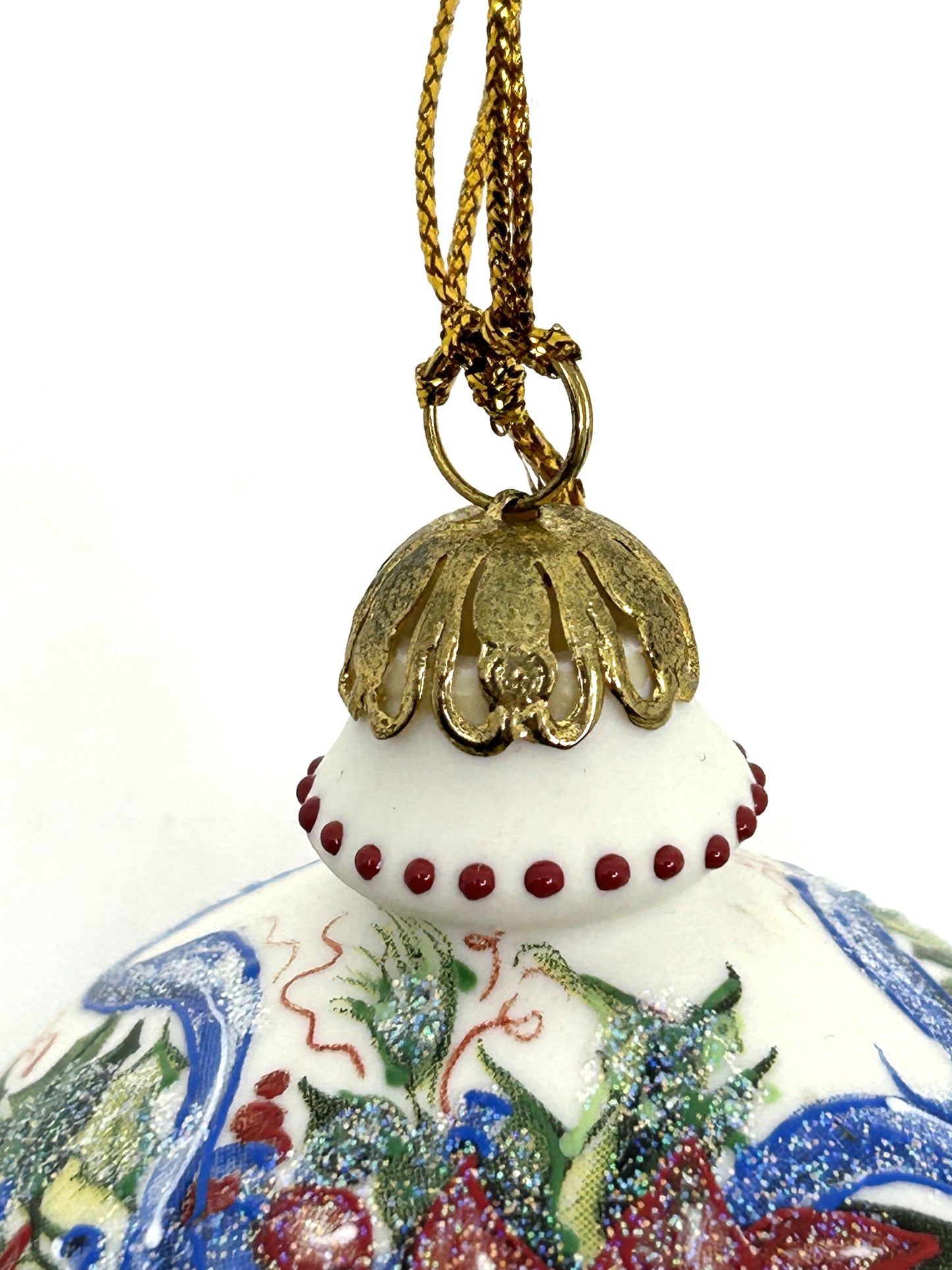 Vintage Rhyn Rivet Porcelain Hand Painted Finial Accent Ornaments - Set of 2