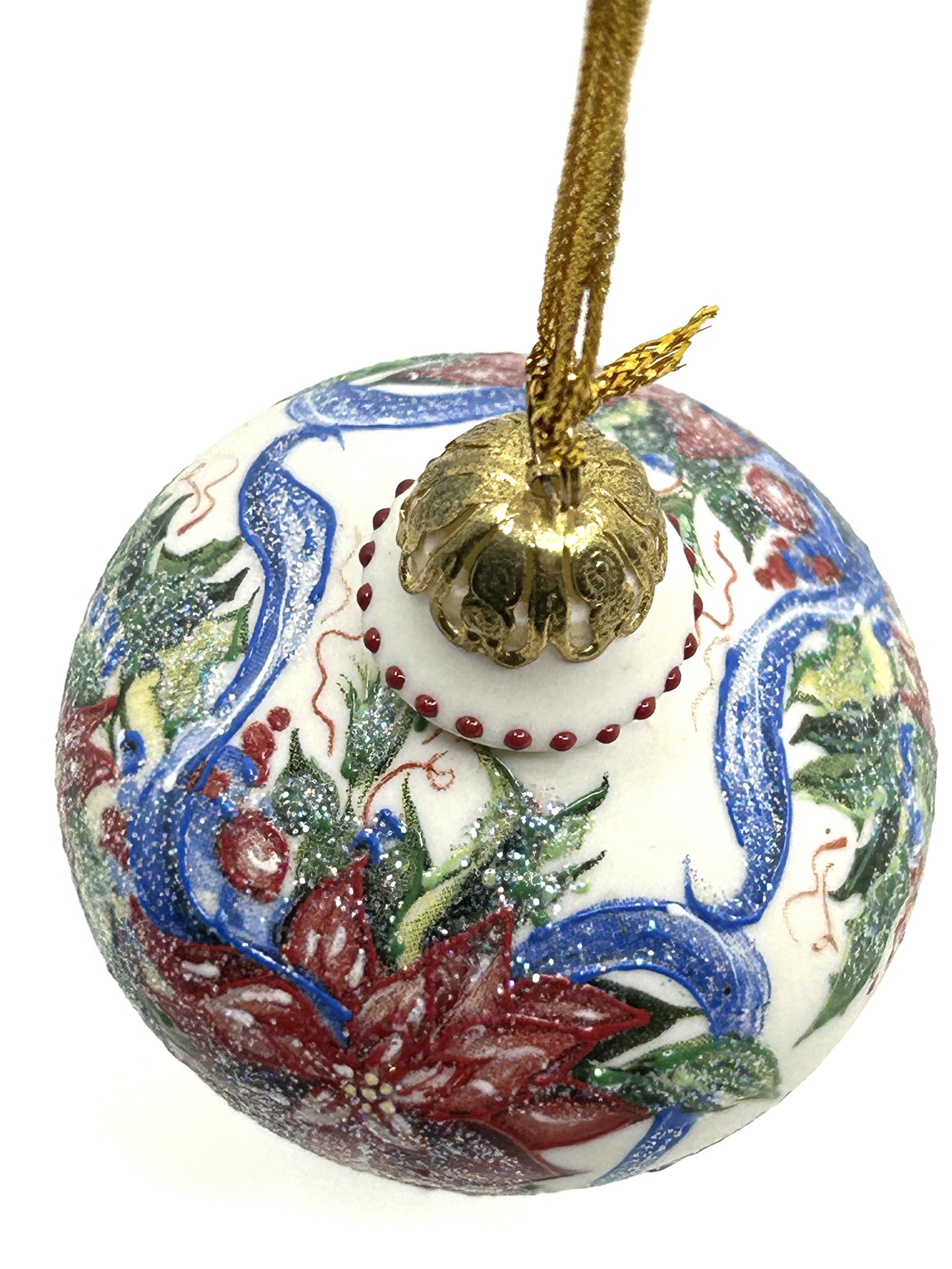 Vintage Rhyn Rivet Porcelain Hand Painted Finial Accent Ornaments - Set of 2