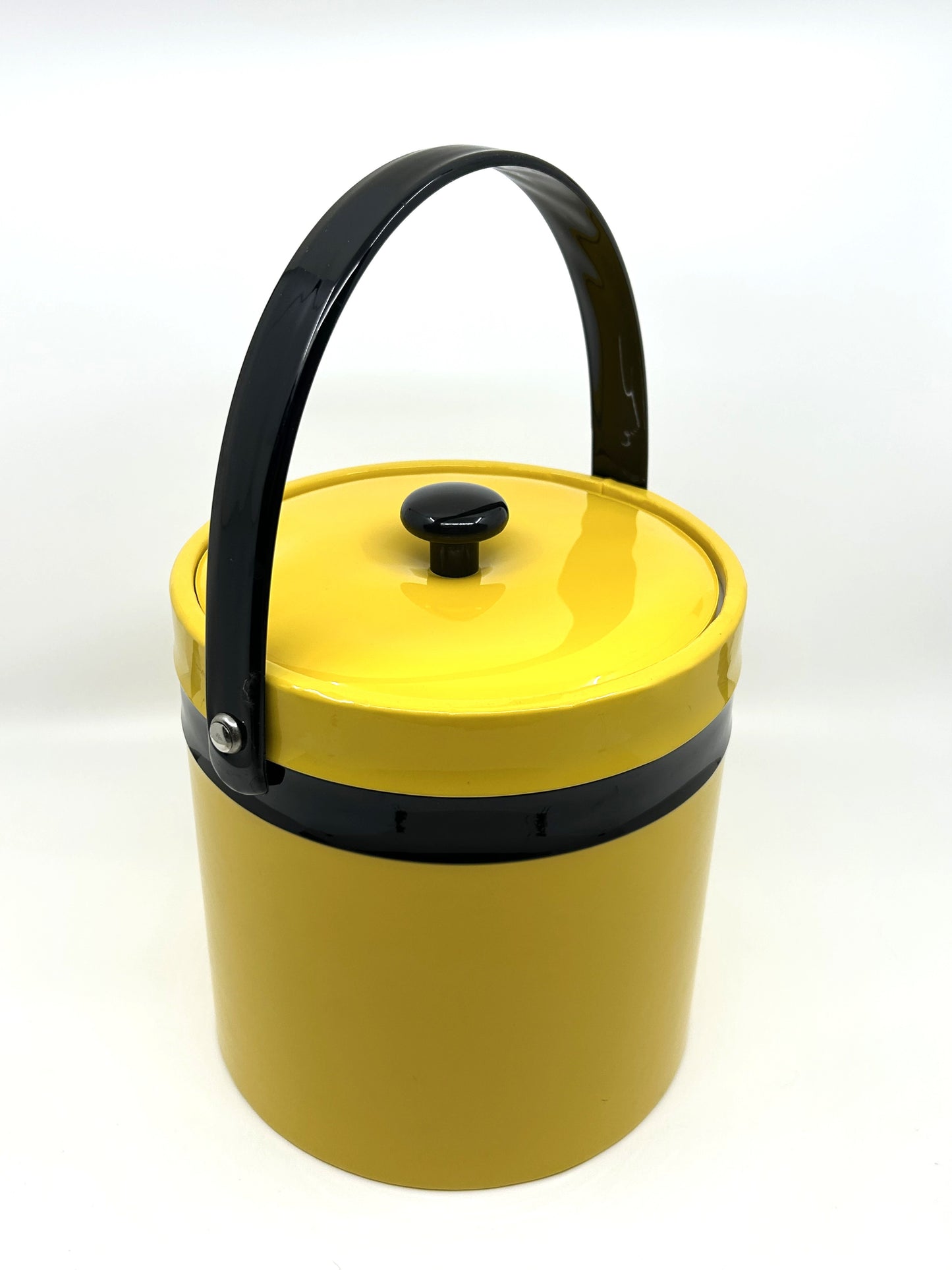 Vintage Puff Vinyl Yellow and Black Ice Bucket 1950's