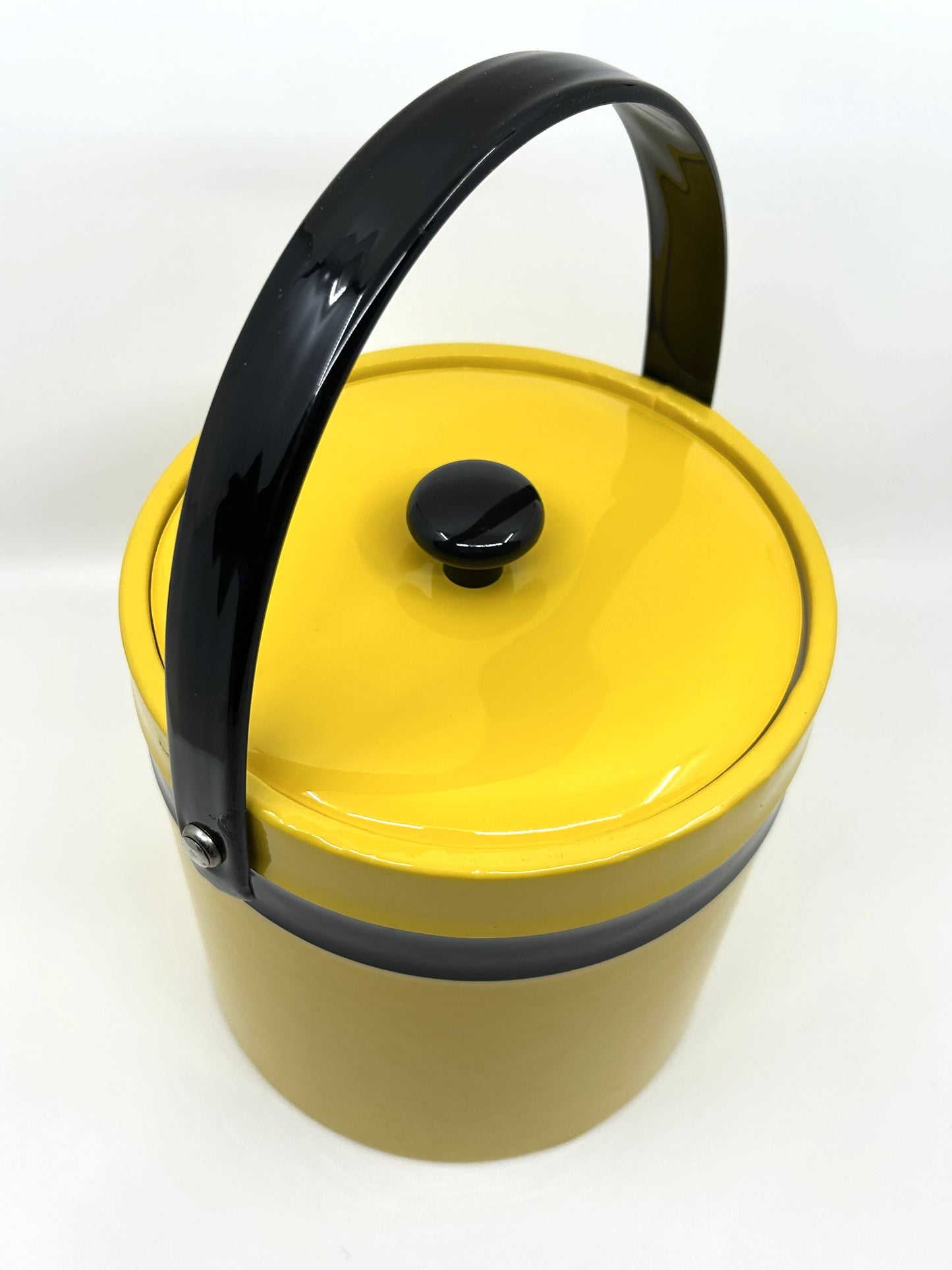 Vintage Puff Vinyl Yellow and Black Ice Bucket 1950's