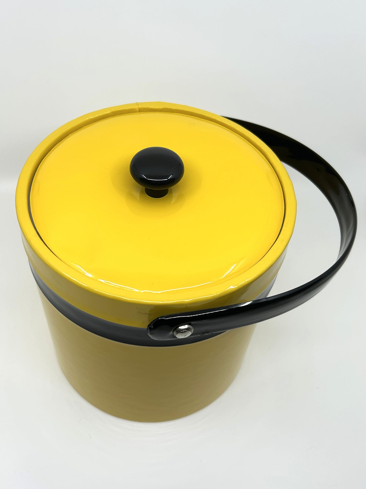 Vintage Puff Vinyl Yellow and Black Ice Bucket 1950's