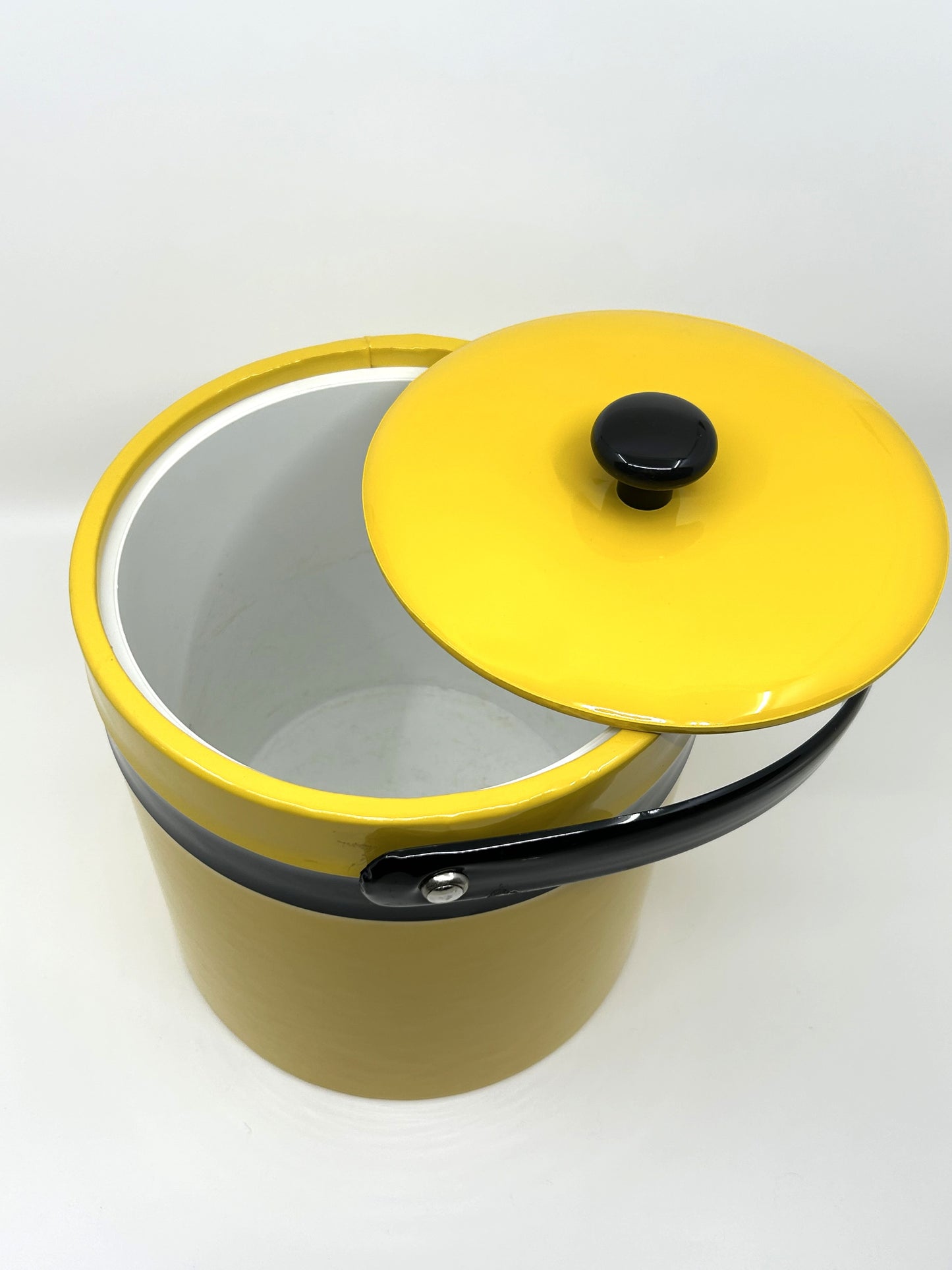 Vintage Puff Vinyl Yellow and Black Ice Bucket 1950's