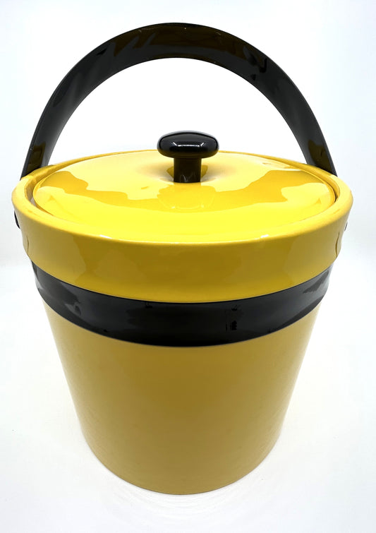 Vintage Puff Vinyl Yellow and Black Ice Bucket 1950's