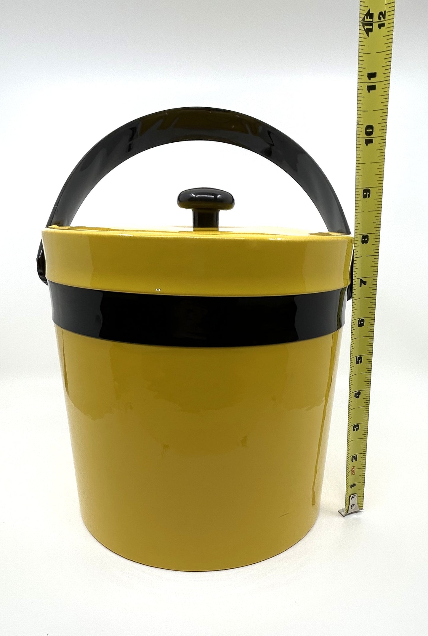 Vintage Puff Vinyl Yellow and Black Ice Bucket 1950's