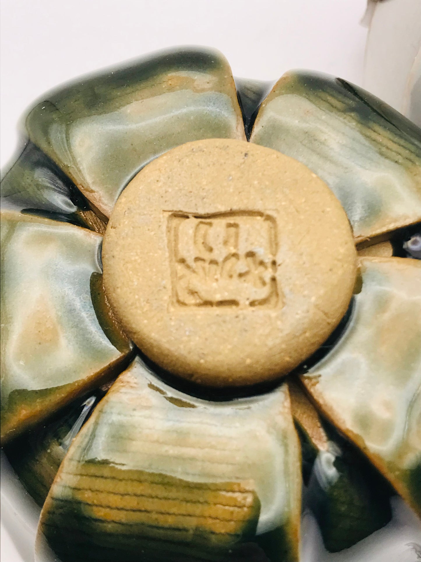 Ceramic Lotus Flower Votive Candle Holder Set - Green and White