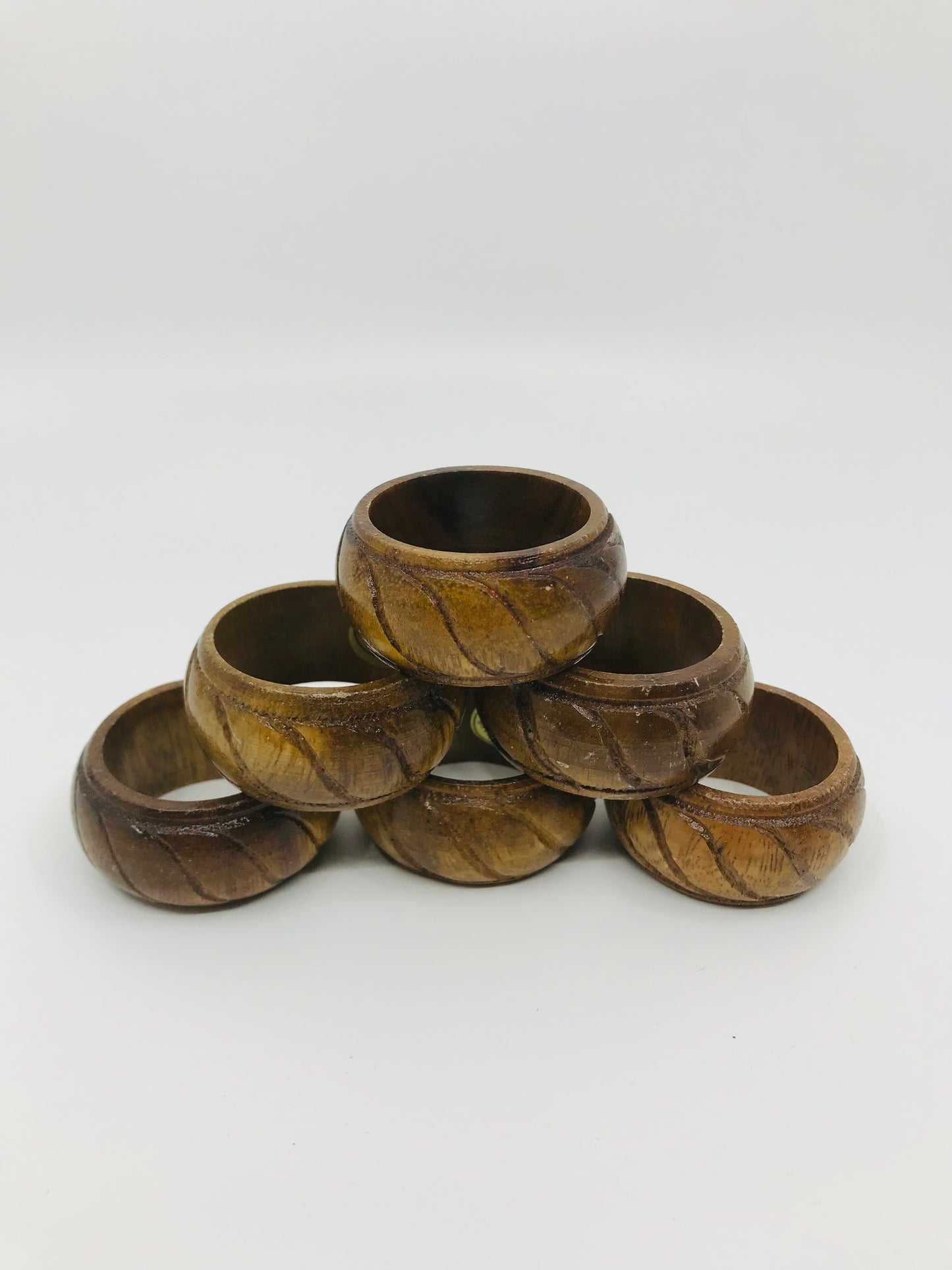 MCM Vintage Wooden Napkin Ring Holders Sets (LOT - 3 Styles)