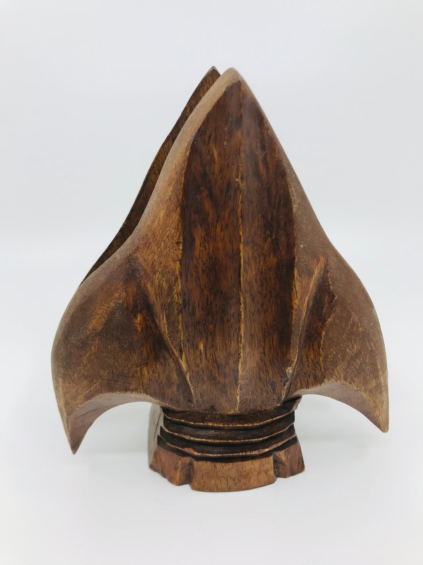 Hand Carved Wooden Spearhead Letter Holder/Napkin Holder