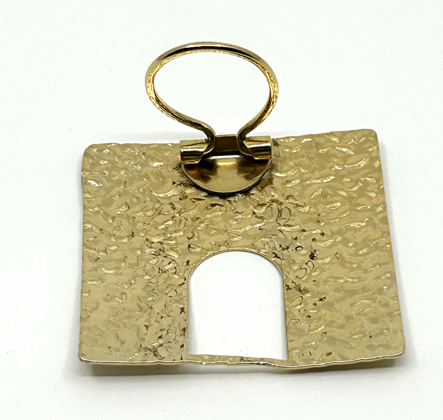 Vintage Goldtone Textured Dented Square Scarf Clip