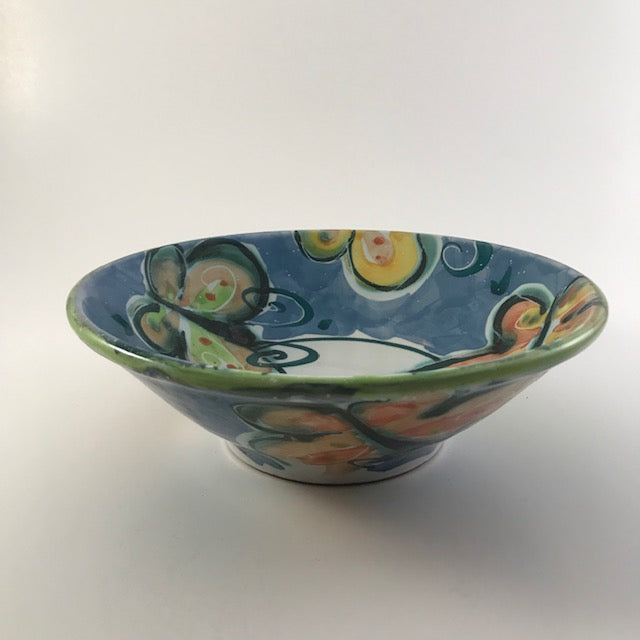 Richard Mund Handpainted Hand Sculpted Studio Pottery Butterfly Bowl