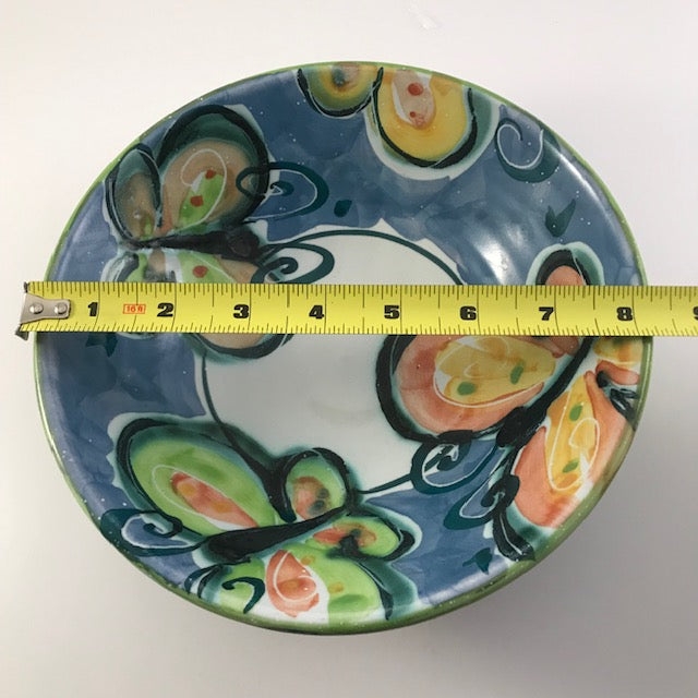 Richard Mund Handpainted Hand Sculpted Studio Pottery Butterfly Bowl