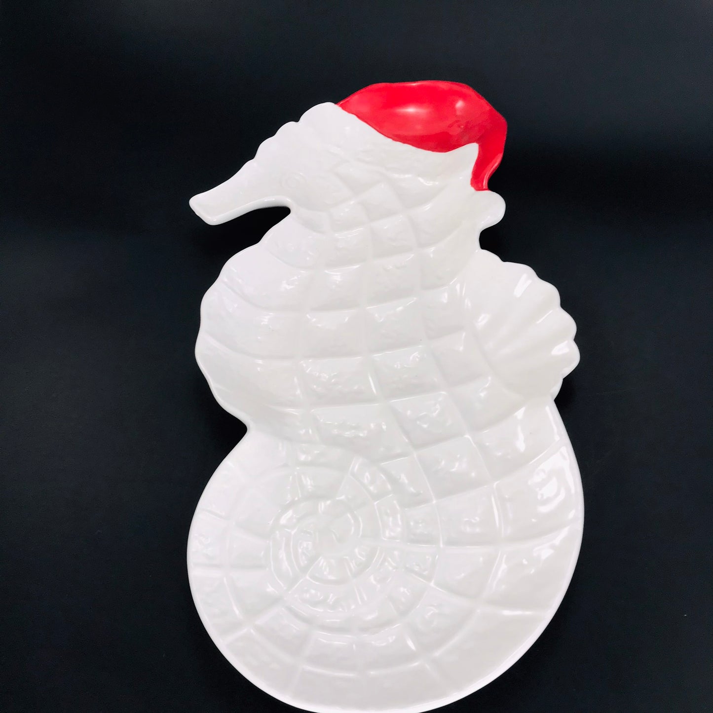 Pier 1 Beach Christmas Seahorse with Santa Hat Platter - RETIRED