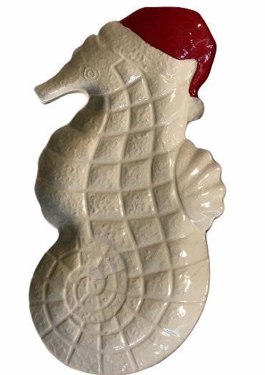 Pier 1 Beach Christmas Seahorse with Santa Hat Platter - RETIRED